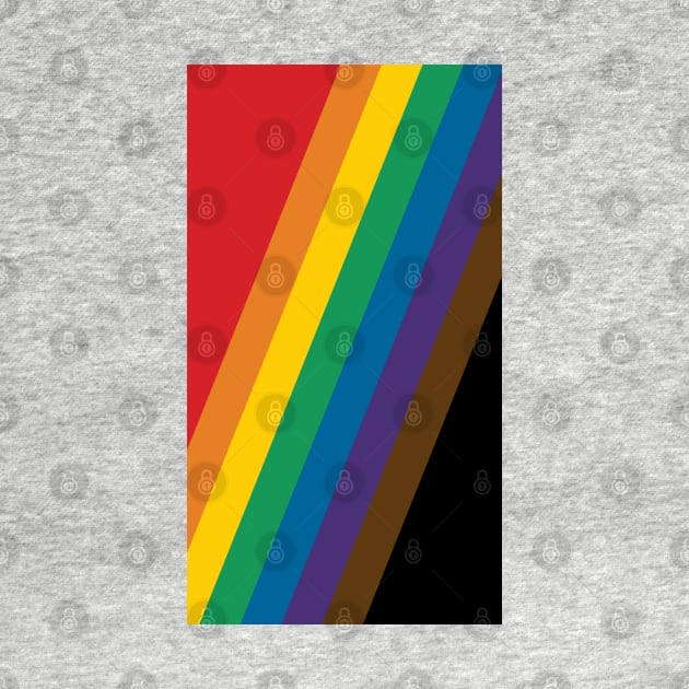 Philadelphia Rainbow Pride Flag (Proud LGBTQ+ Community Pride Flag) Slanted Version by Teeworthy Designs